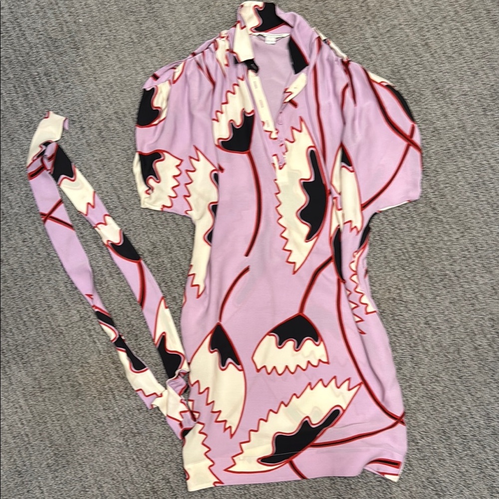 Diane Von Furstenberg Pink and Black Mini Dress